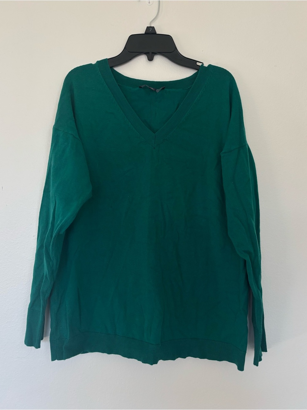 Chadwicks of Boston Teal Green V-Neck Women's Sweater women size M soft business